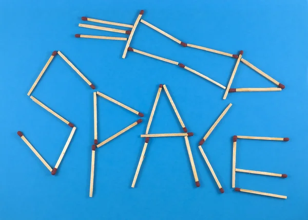 Word Space made of matchsticks — Stock Photo, Image