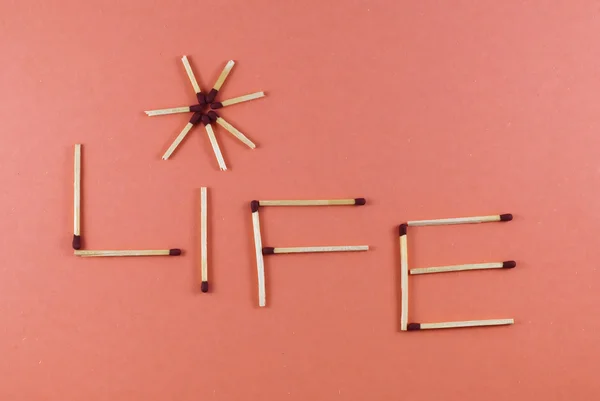 Word Life made of matchsticks — Stock Photo, Image