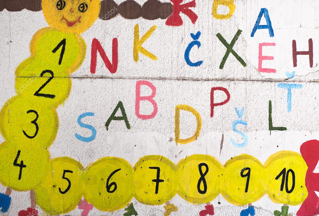Funny letters and numbers on the wall
