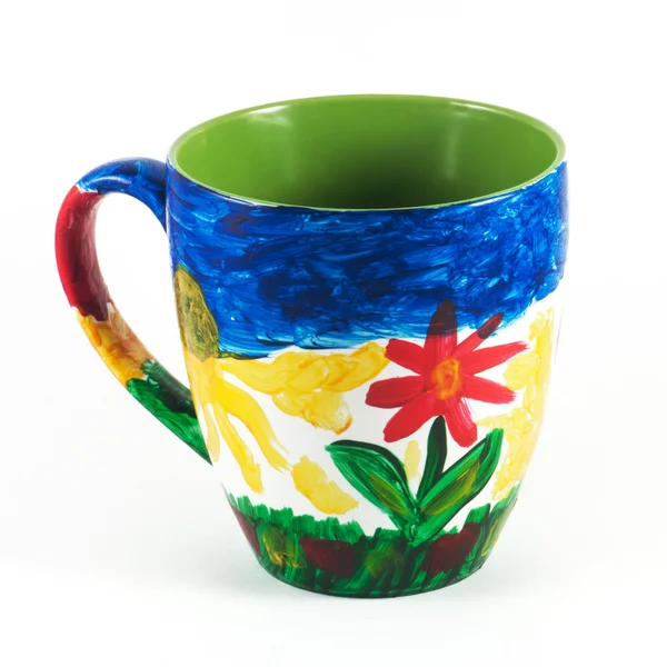 Taza de cerámica pintada a mano — Foto de Stock