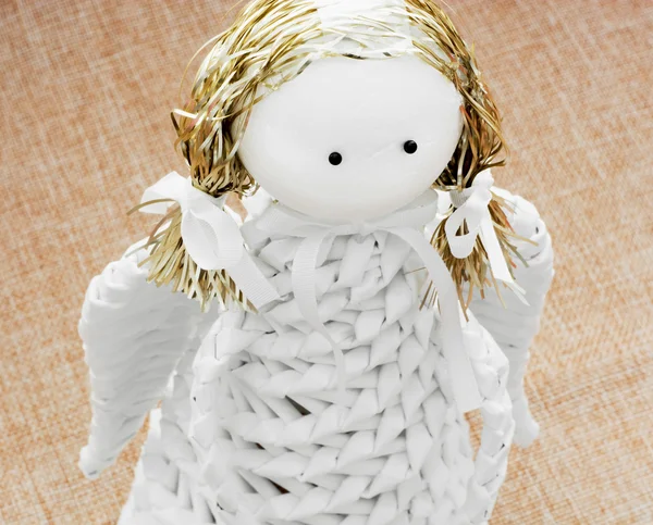 Closeup of a white decorative paper angel — Stock Photo, Image