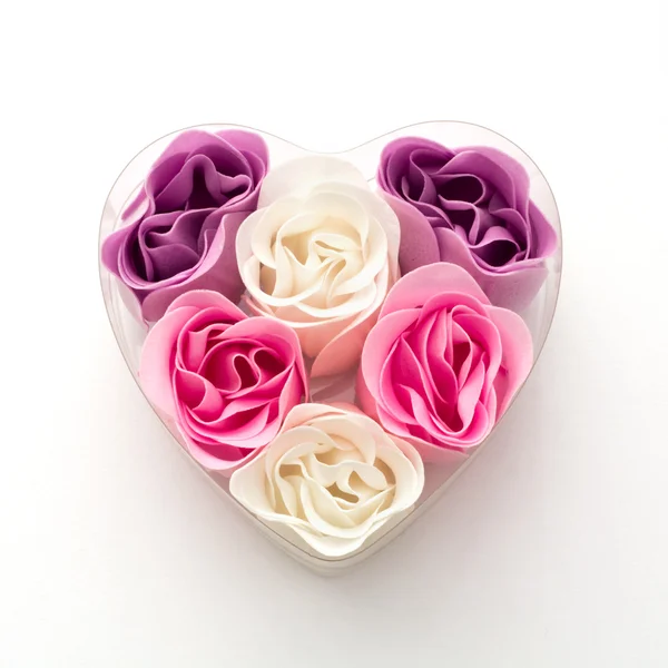 Little heart made of fabric flowers — Stock Photo, Image