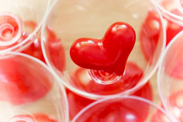 Valentine red heart in glass — Stock Photo, Image