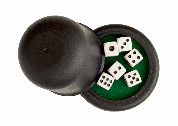 Dices with black cup — Stock Photo, Image