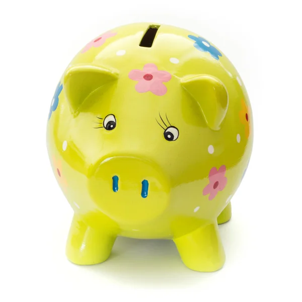 Funny painted ceramic piggy bank — Stock Photo, Image