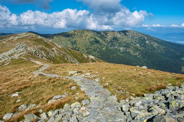 Alçak Tatras dağ manzarası, Slovak cumhuriyeti. Yürüyüş teması. Mevsimsel doğal sahne.