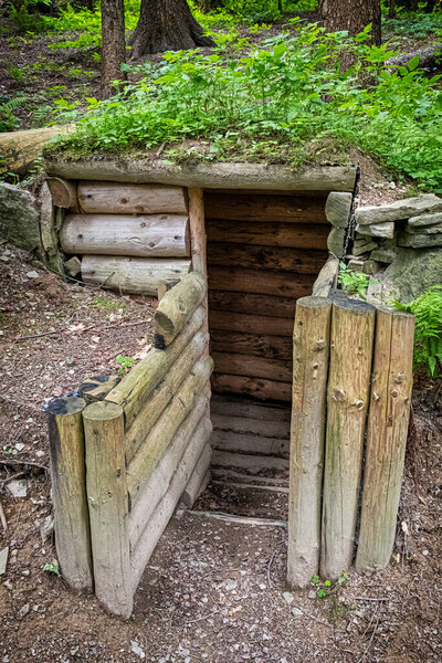 Military bunkers in the forest, Dukla battlefield, Slovak republic. Travel destination.