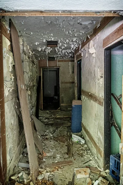 Interior of abandoned building in Korytnica spa area, Slovak republic. Folklore architecture.