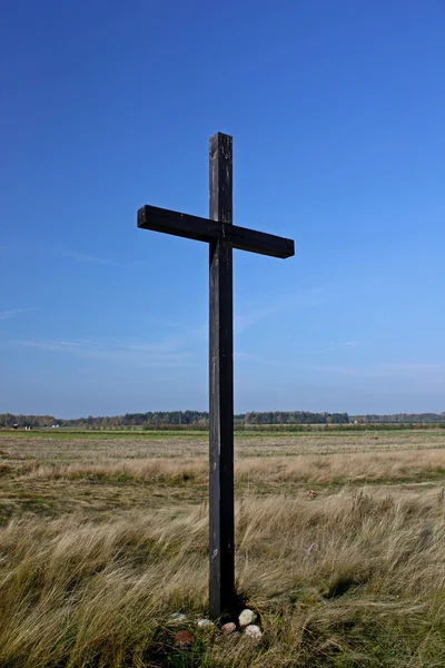 Cross in field — Stock Photo, Image