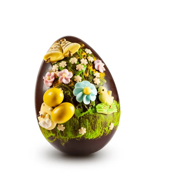 Chocolate Easter Egg Decorations White Background — Stok fotoğraf