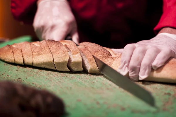 Slicing Bread — Stock Photo, Image
