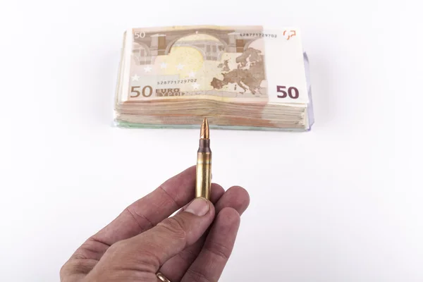 Holding Rifle Bullet — Stock Photo, Image