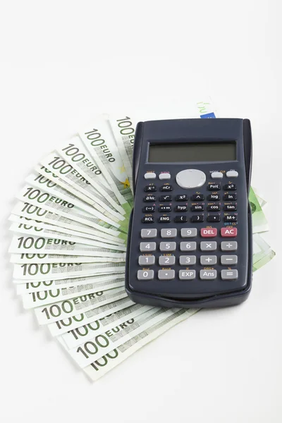Black Calculator On Euros — Stock Photo, Image