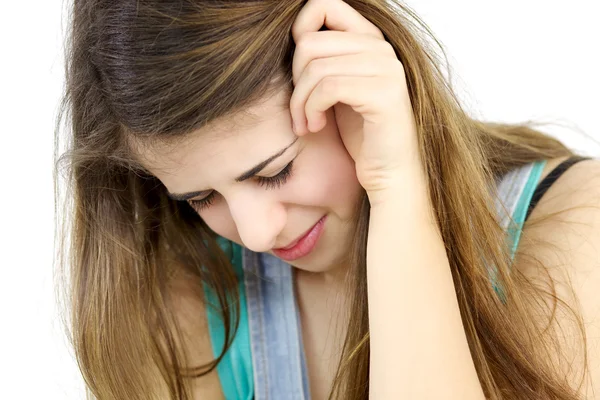 Closeup of crying blond girl isolated — Stock Photo, Image