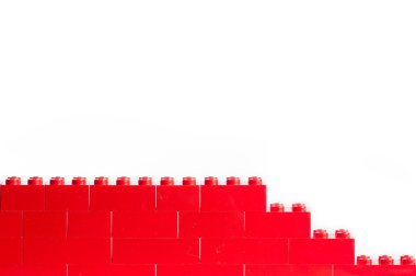 Kırmızı Lego blokları kopya alanı ile