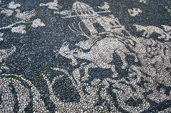 Trädgården av palazzo reale marken mosaik i genoa city Italien — Stockfoto