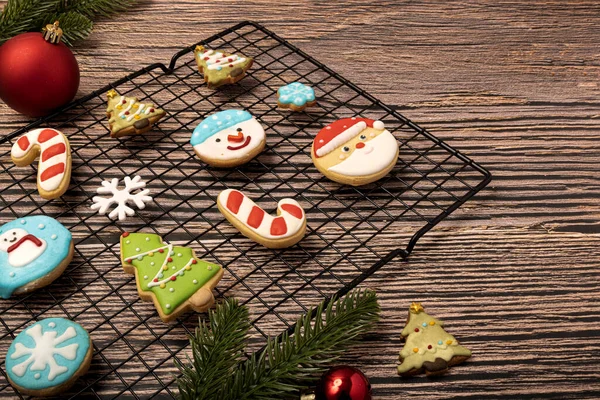 Galletas Recubiertas Azúcar Galletas Temáticas Navidad Molde Para Hornear Con — Foto de Stock