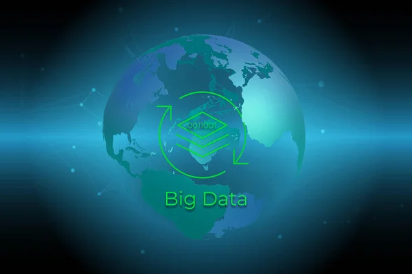 Rendered Illustration Stylized Planet Earth Showing Big Data Icon Map — Stock Photo, Image