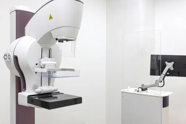 Una Máquina Mamografía Con Puesto Trabajo Computación Departamento Radiología — Foto de Stock