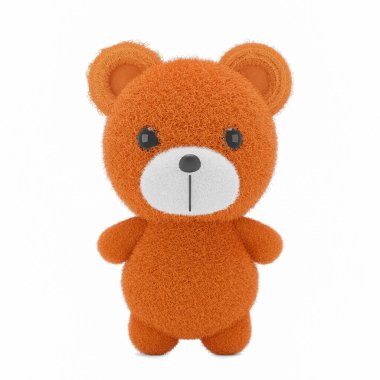 Beyaz arkaplanda sevimli bir ayının 3D çizimi.