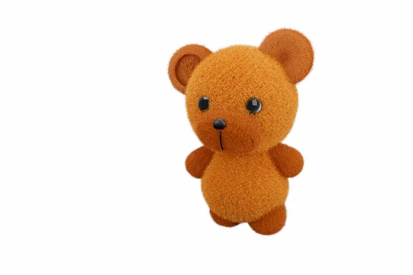 Renderizar Ilustração Brinquedo Bonito Urso Com Pêlo Marrom Dourado Fundo — Fotografia de Stock