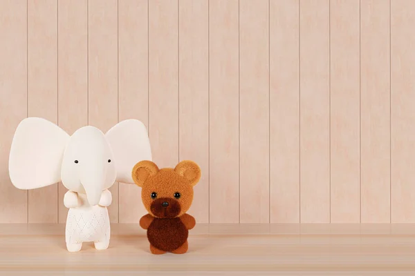 장난감 코끼리와 장난감 모델에 — 스톡 사진