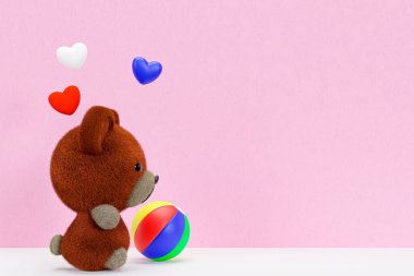 Şirin kahverengi bebek ayı modelinin 3D çizimi. 