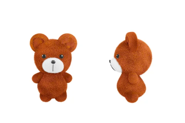 Renderizar Ilustração Brinquedo Bonito Urso Com Pele Espinheiro Fundo Branco — Fotografia de Stock