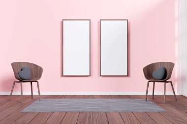 3D oluşturulmuş çerçeve bir oturma odasında maketi.