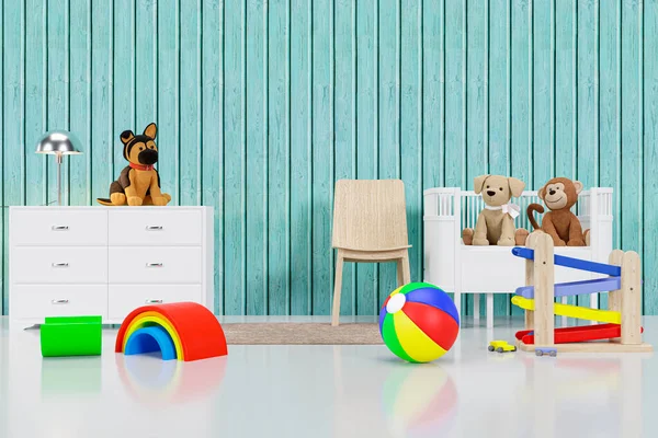 Renderizado Quarto Criança Com Brinquedos — Fotografia de Stock