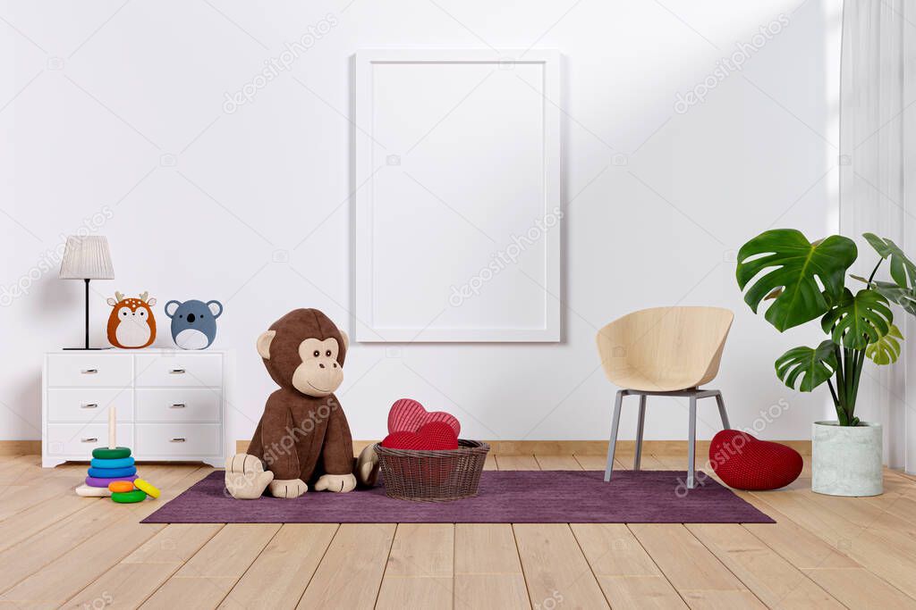 3d rendered kid room with toys.