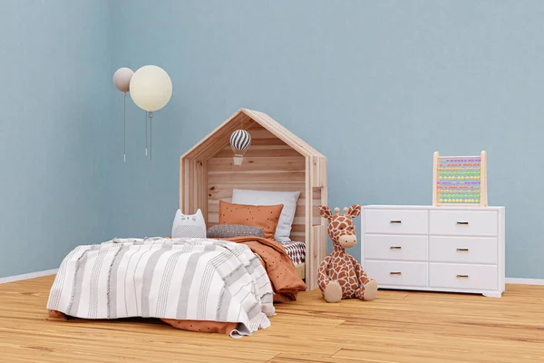 Kids Bedroom Stuffed Toy Animals Rendered Illustration — ストック写真
