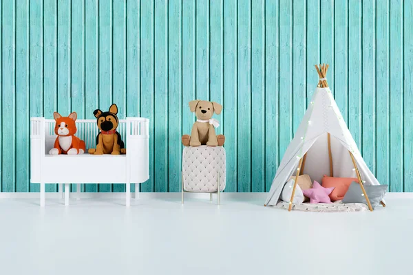 Nursery Room Stuffed Toy Animals Rendered Illustration — Stok fotoğraf