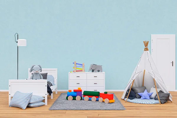 Kids Bedroom Stuffed Toy Animals Play Teepee Rendered Illustration — ストック写真