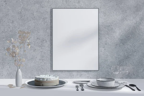 Rendered Illustration Mockup Picture Frame Dinning Room — стоковое фото