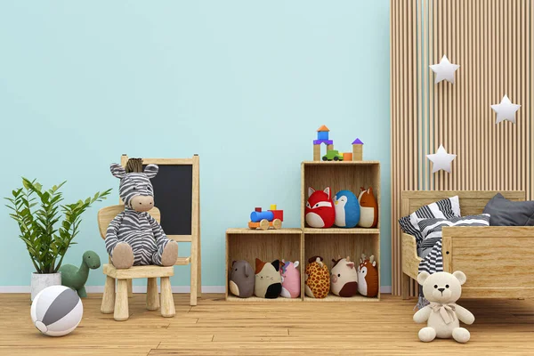 Kids Bedroom Stuffed Toy Animals Squishmallow Pillows Rendered Illustration — Fotografia de Stock