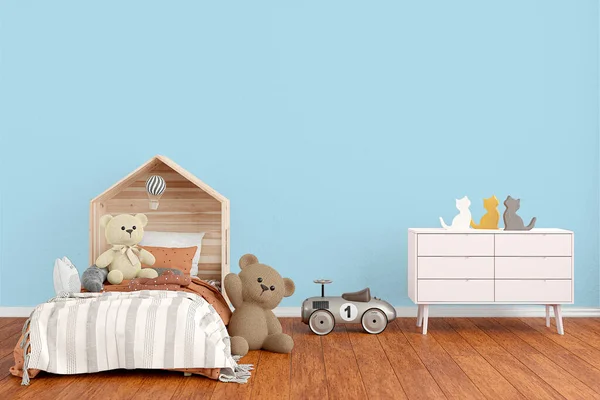 Customizable Wall Mockup Kids Room Rendered Illustration — Stock Fotó