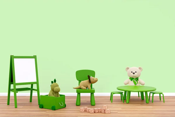 Kids Room Customizable Wall Mockup Rendered Illustration 스톡 사진