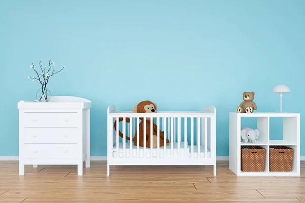 Dormitorio Para Niños Con Juguetes Peluche Ilustración Renderizada —  Fotos de Stock