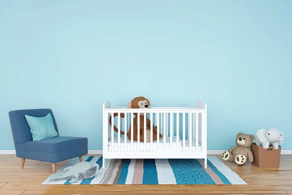 Dormitorio Para Niños Con Juguetes Peluche Ilustración Renderizada —  Fotos de Stock