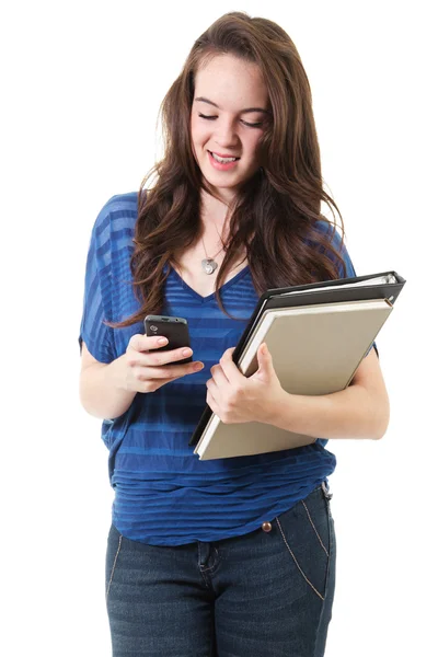 Vrouwelijke student texting — Stockfoto