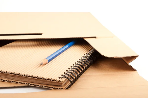 Notepad, pencil and paper folder — Stock Photo, Image