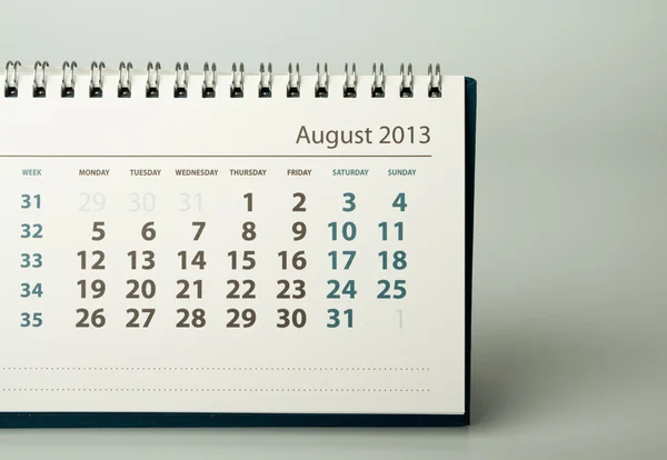 Calendario del año 2013. Agosto — Foto de Stock