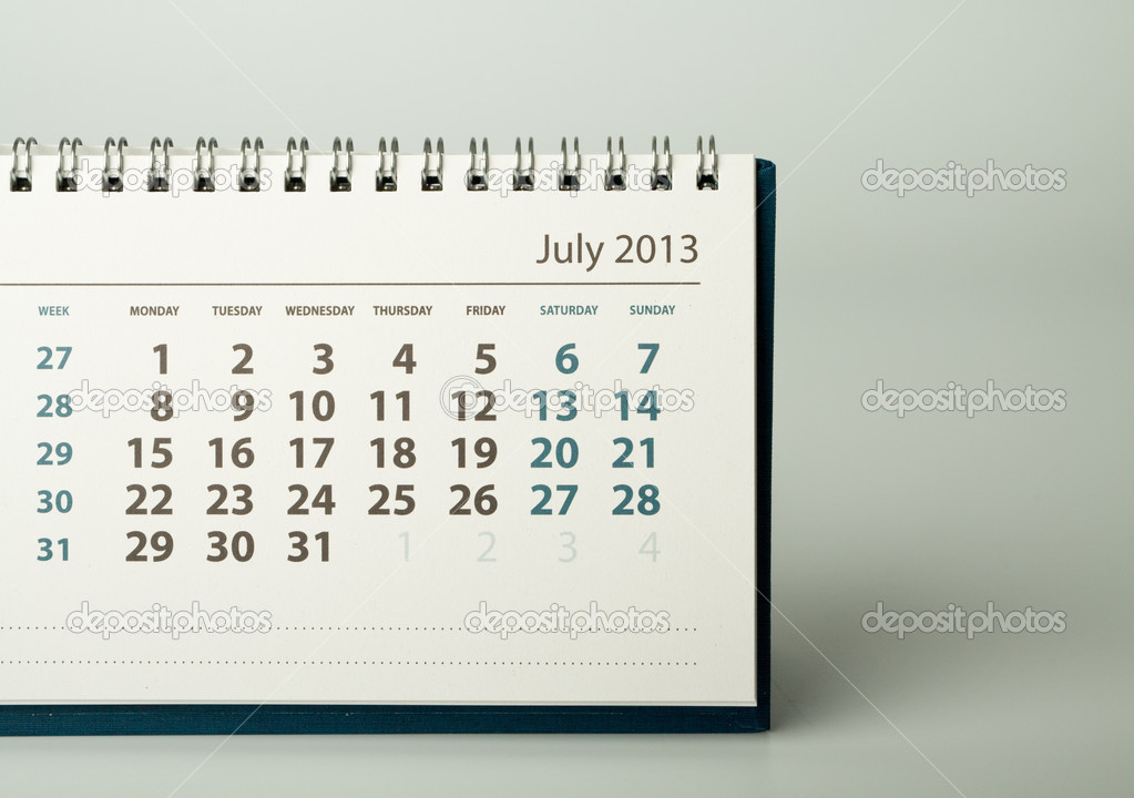 2013 year calendar. July