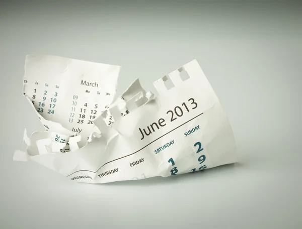 June. Crumpled calendar sheet — Stock Photo, Image