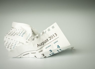 August. Crumpled calendar sheet clipart