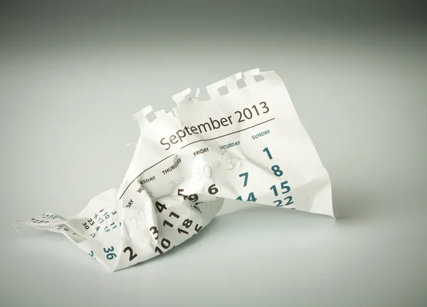 Σεπτεμβρίου. ημερολόγιο τσαλακωμένο φύλλο — Φωτογραφία Αρχείου