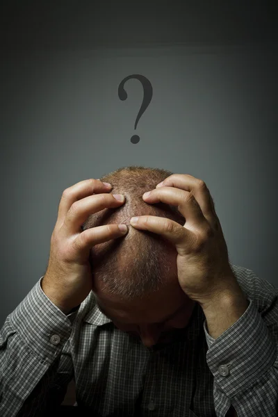 Question. Man in thoughts — Stock Photo, Image
