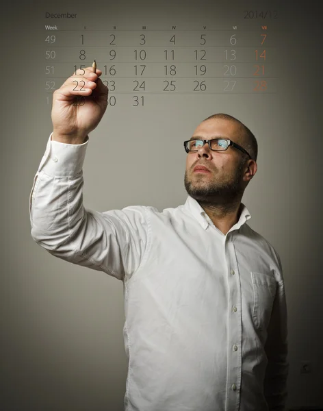 Man is het schrijven. december. — Stockfoto