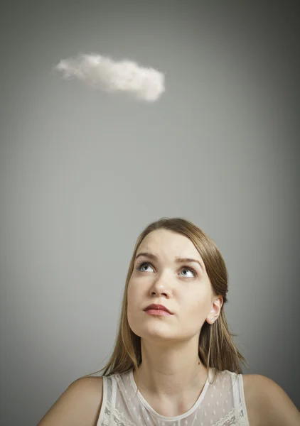 Girl and cloud — Stock Photo, Image